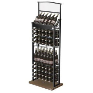 Sturdy Freestanding Wine Shop Heavy Duty Black Beer Display Tower Supermarket 72 Bottle Wine Stand